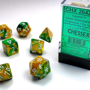 Set de 7 dés Or Vert/Blanc Chessex