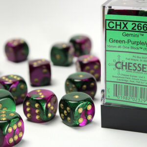 Set de 12 dés 6 faces Vert-Violet/Or
