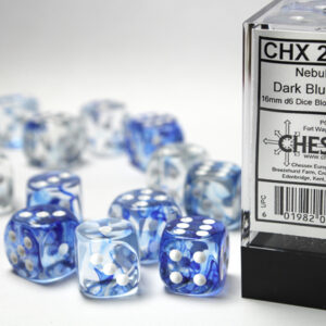 Set de 12 dés 6 faces Bleu Foncé/Blanc Nebula