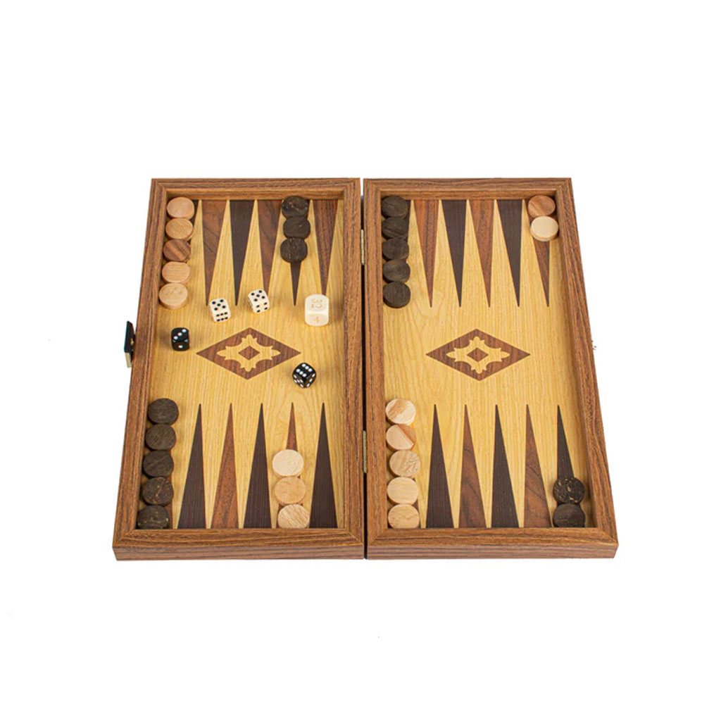 Backgammon 30cm réplique chêne & noyer