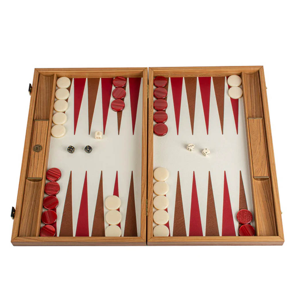 Backgammon 48cm Similicuir rouges et marron Premium